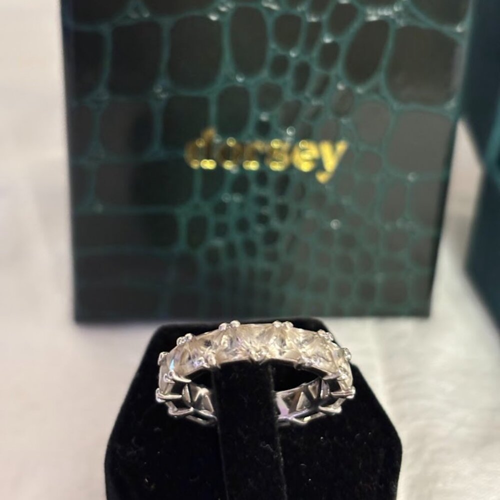 Dorsey Theodora Double Trillion Ring (White Sapphires) in Silver - size 8 - Picture 7 of 16